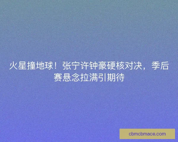 火星撞地球！张宁许钟豪硬核对决，季后赛悬念拉满引期待