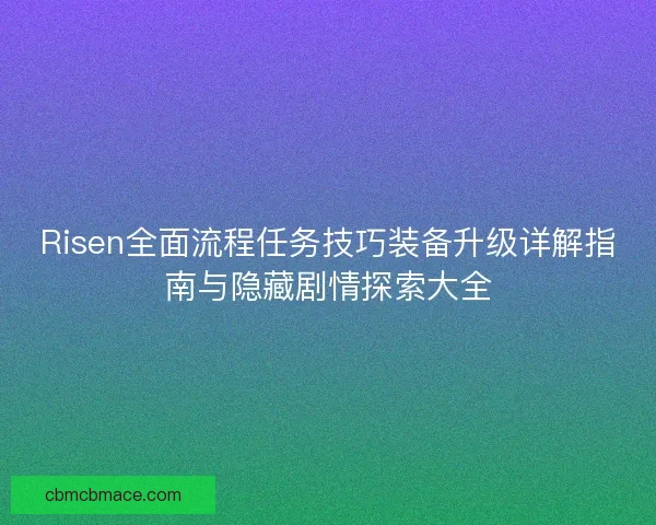 Risen全面流程任务技巧装备升级详解指南与隐藏剧情探索大全